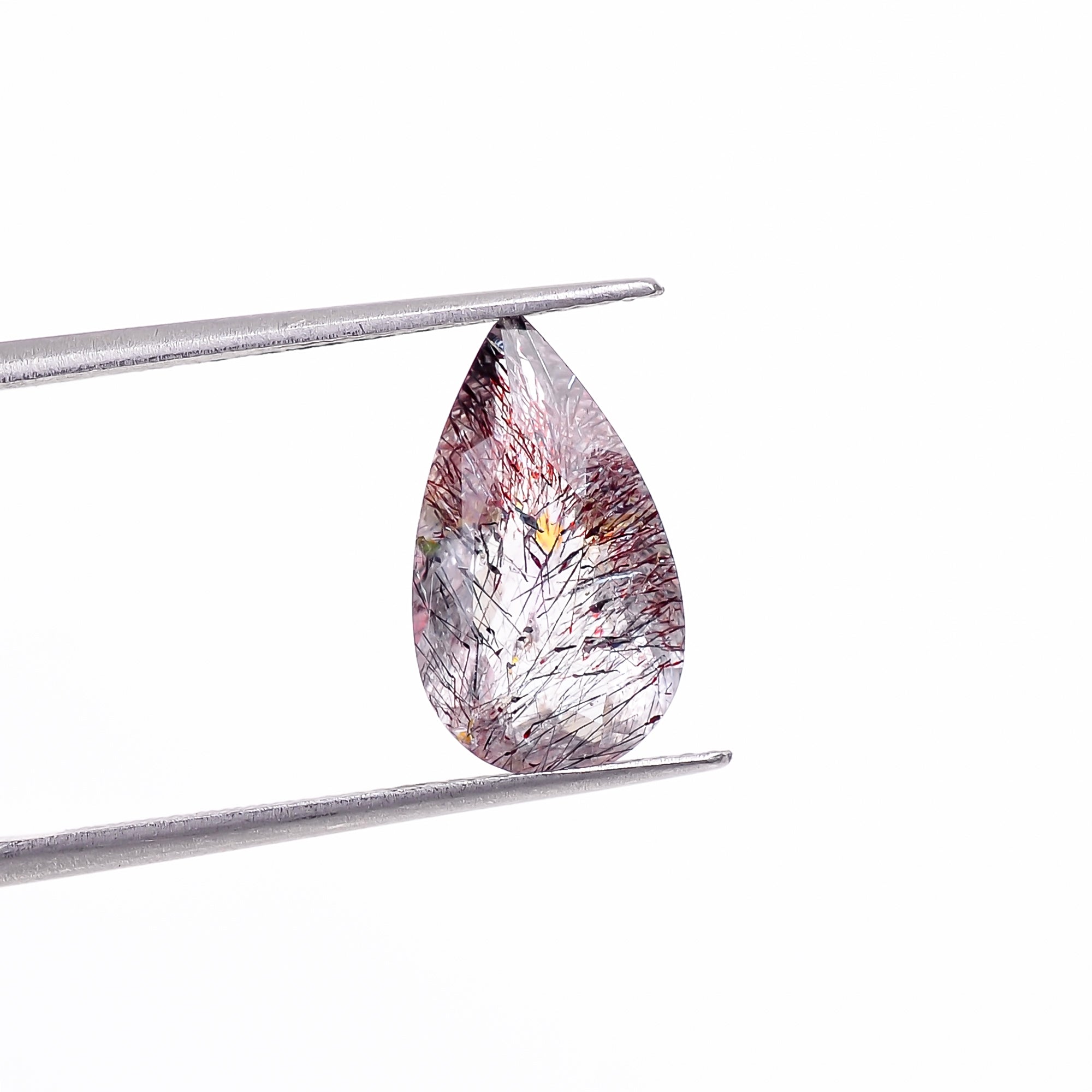 elestial hematite quartz pear shape cut stone loose gemstone